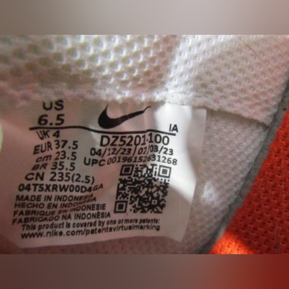 Nike Waffle Debut White Team Orange Leopard Sneakers Size 6.5 Like New - Picture 9 of 9